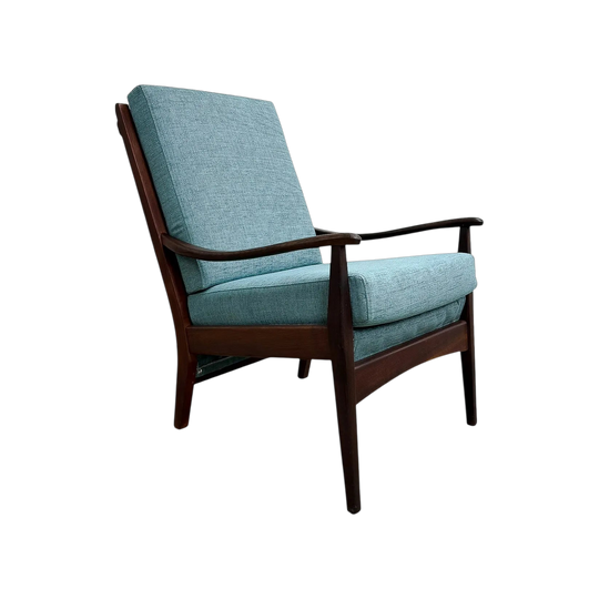 Mid Century 1960's Teak Armchair With New Upholstery