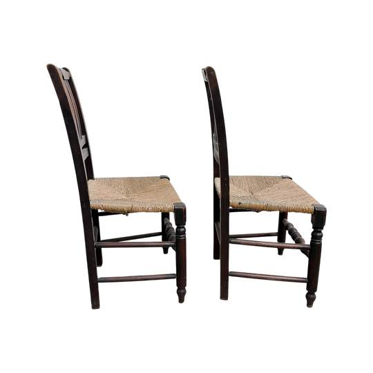 Pair Of Antique Chair With Woven Seagrass Seats