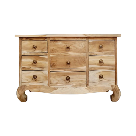 OPIUM 9 Drawer Hand Carved Tallboy - Raw