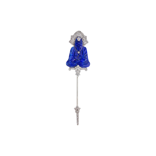 Art Deco, Lapis & Diamond Jabot Pin with Roosevelt Provenance