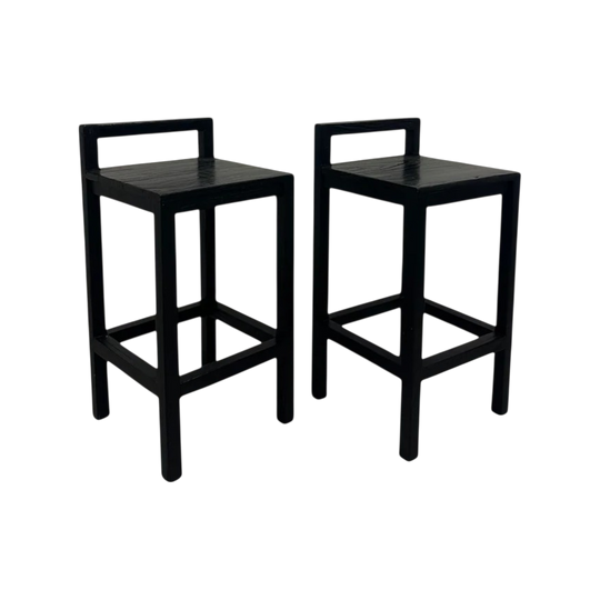 MCM HOUSE | JUDD BLACK OUTDOOR BAR STOOL X2