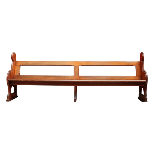 Antique Australian Cedar Church Pew with Carved Gothic Quatrefoil Ends