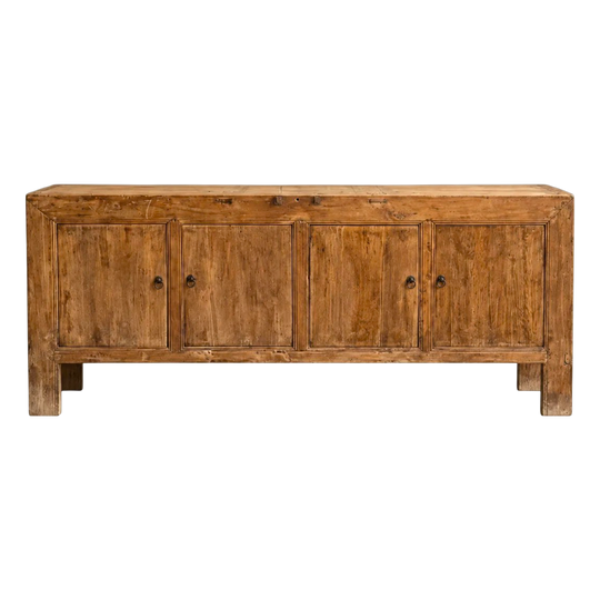 Antique Elmwood Four Door Sideboard