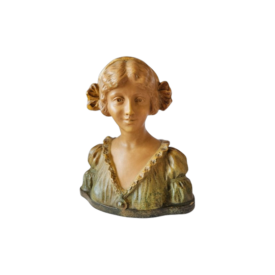 Art Nouveau polychrome terracotta bust of a young lady, c.1900