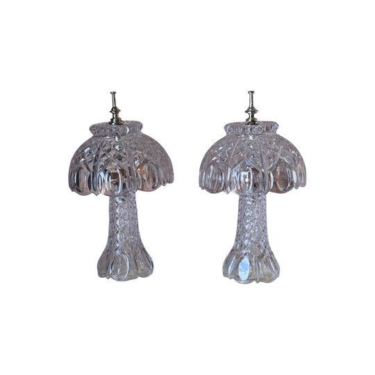 Pair of Vintage Cut Glass Boudoir Lamps