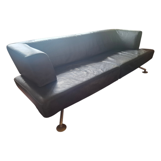Authentic Vintage COR ‘Circum’ Black Leather Sofa – Made in Germany