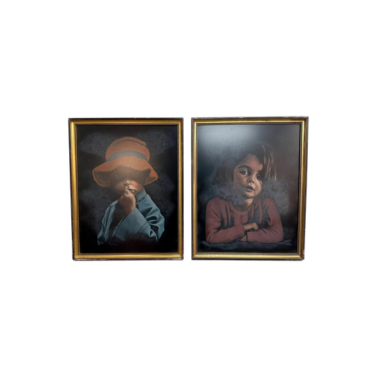 Pair Of Australian Mid Century Child Portraits By Artist Martinus