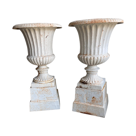 A Pair of large Cast iron Garden Urns