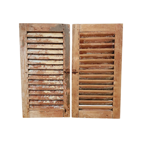 VINTAGE Balinese Natural Louvre Window Shutters