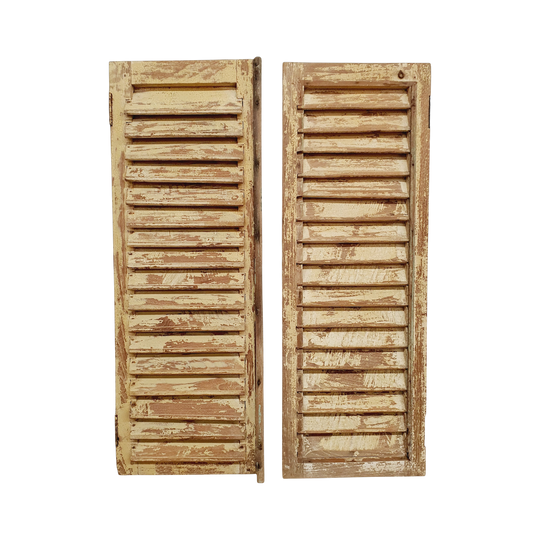VINTAGE Balinese Cream Wash Louvre Window Shutters