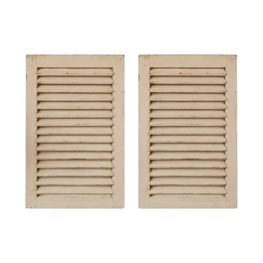 Balinese Vintage Louvre Window Shutter - Cream