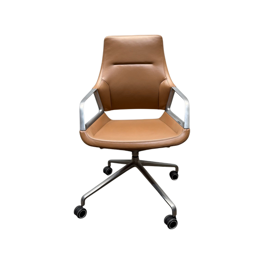 Wilkhahn Graph 301/5 Chair by jehs+laub – Tan Leather, Polished Aluminium