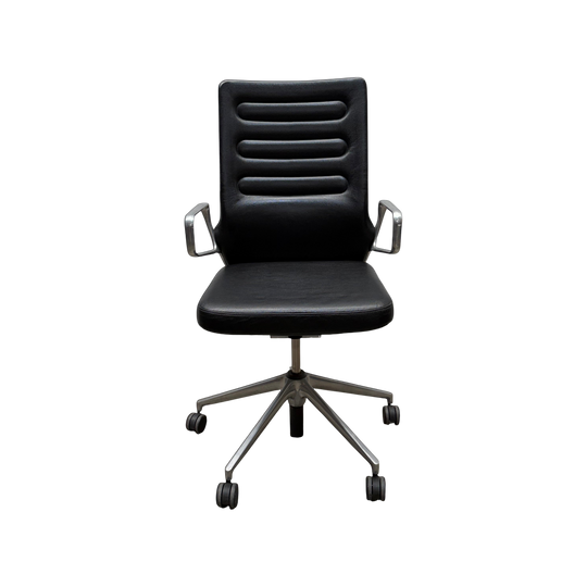 Vitra AC 4 Chair by Antonio Citterio – Black Leather, Polished Aluminium - Made in Germany
