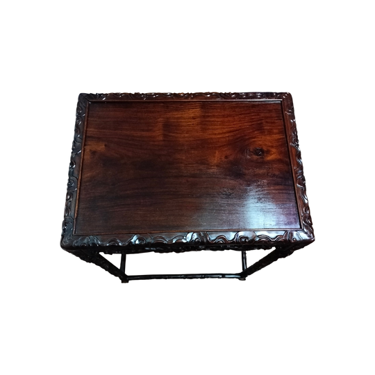 Antique Chinese Oriental  carved Qing Dynasty wooden table (circa 1900