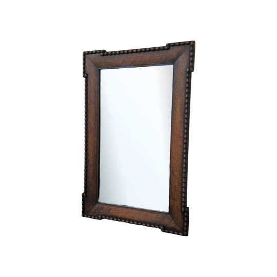 Antique Oak Bobbin Wall Mirror Circa 1890-1920