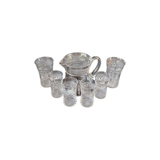 Pall Mall “Lady Hamilton” Crystal 6 x tumblers & edwardian pitcher c.1905
