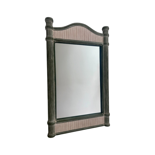 Vintage Pencil Reed Cane Mirror