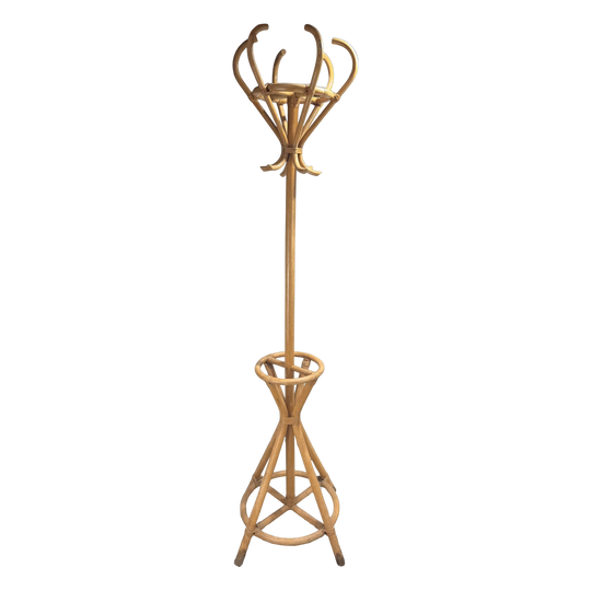 Vintage Rattan Freestanding Coat, Hat & Umbrella Stand