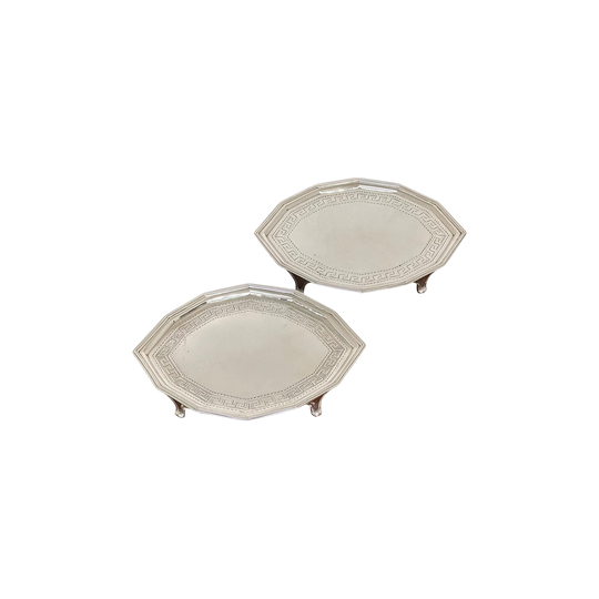 Rare Pair sterling silver tea pot stands by Edwards & Frisbee London c.1791