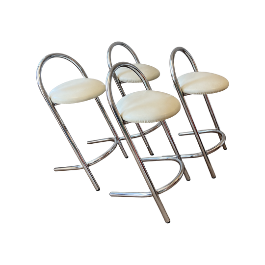 Vintage Chrome Bar Stools | Set of 4
