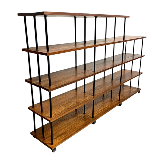 1960's Mid Century Solid Teak Laranda Three Bay Stepped Open Shelves or Divider
