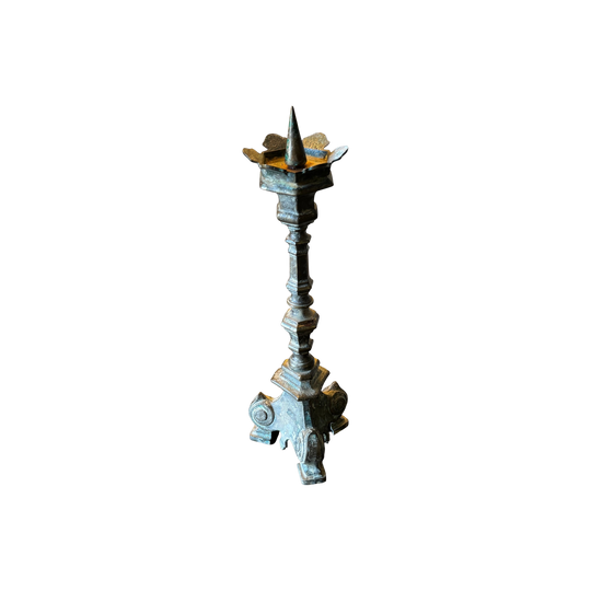 Antique French Gothic Revival Bronze Pricket Candlestick