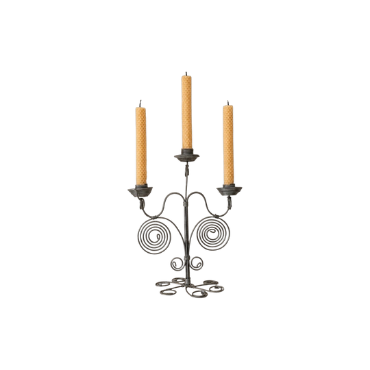 Sculptural Spiral Metal Three-Arm Candelabra