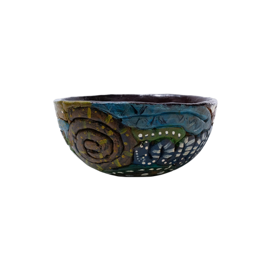 Coil-Built Earthenware Bowl, Signed PEP