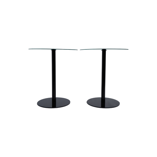 Postmodern Glass and Steel Side Tables (Pair)