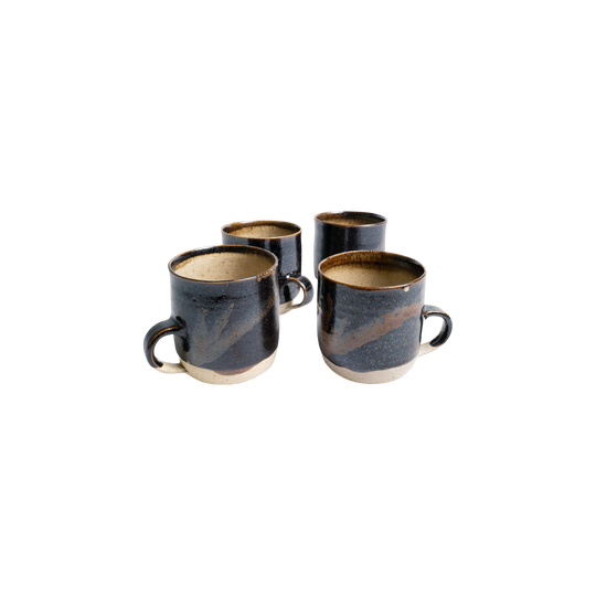 Warren Tippett Tenmoku Stoneware Mugs, 1963, Set of Four