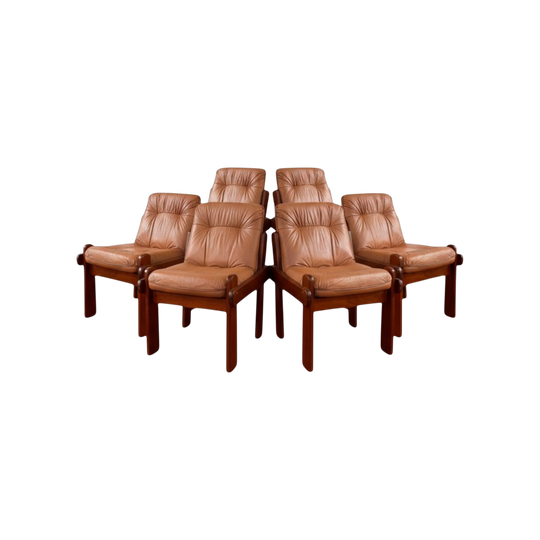 Set of 6 Vintage Mid Century Brutalist Dining Chairs