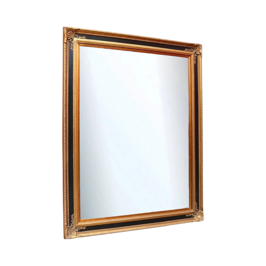 Vintage Gilt Framed Bevelled Edge Wall Mirror with Black and Gold Frame