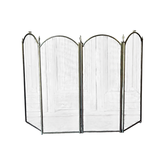 Vintage Brass Folding Fire Screen - Four Panel