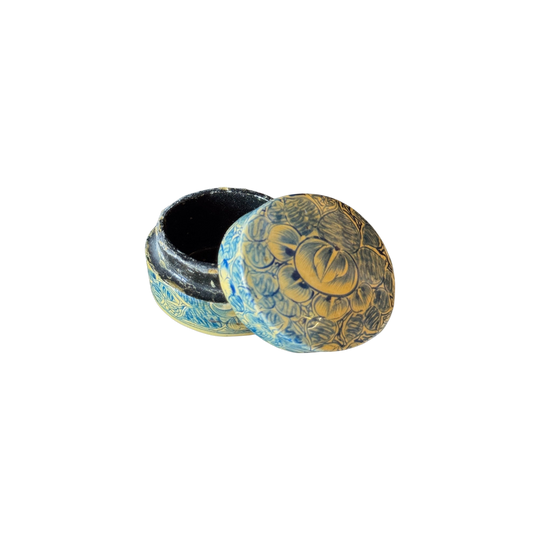 Small Vintage Handpainted Kashmiri Oval Lidded Box