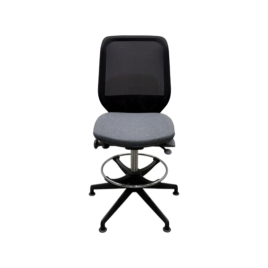 Orangebox Joy Drafting Chair – Black Mesh Back, Grey Seat