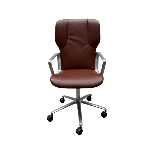 Wilkhahn Intra 295/7 Medium Back Conference Chair – Brown Leather | Ex-Showroom
