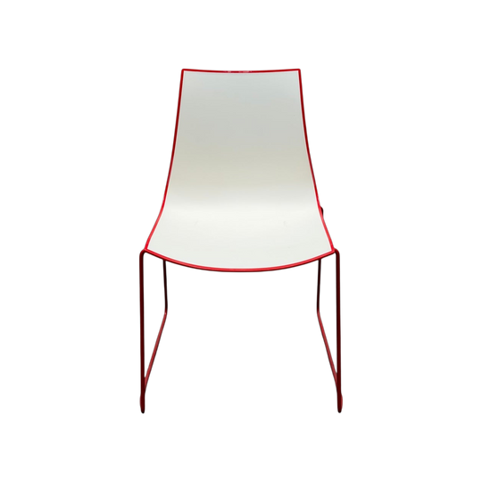 Pedrali 3D-Colour 777 Chair – White Front / Red Gloss Back / Red Sled Base