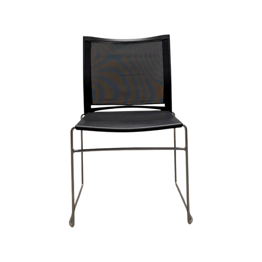 Stackable Mesh Back Visitor Chair – Black, Chrome Sled Base