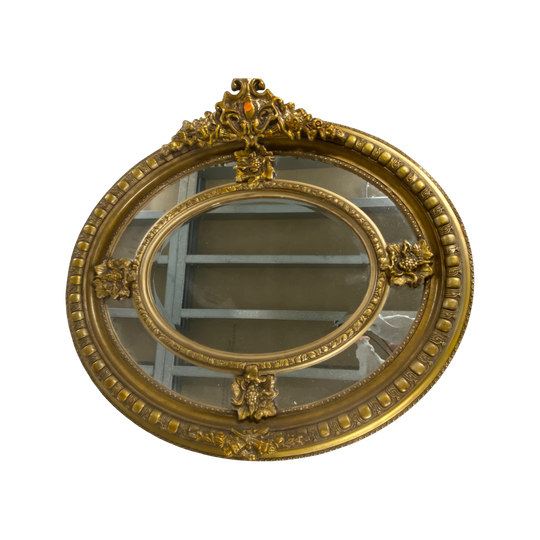 Antique Gilded Oval Wall Mirror