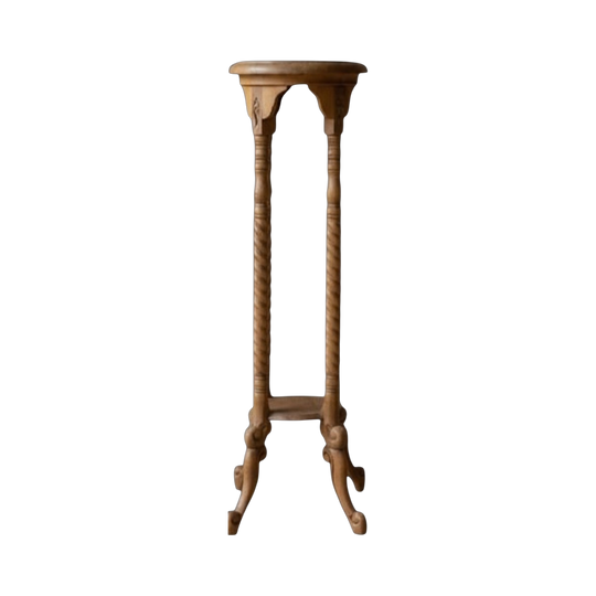 Vintage Wooden Plant Stands With Marble Tops