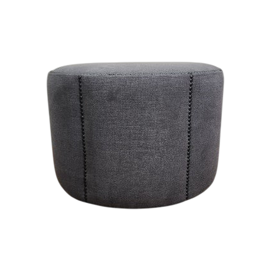 Round Charcoal Grey Fabric Ottoman