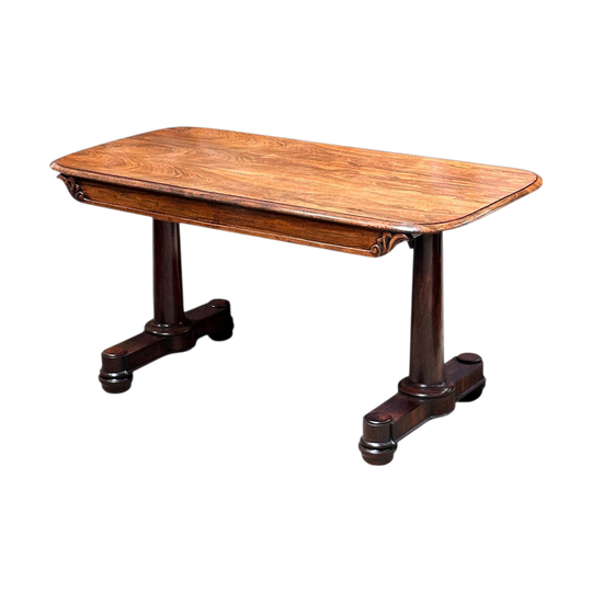 English rosewood twin pedestal library table with two concealed drawers c.1835