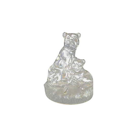Vintage Lead Crystal Rock RCR Italian Lioness and Cub
