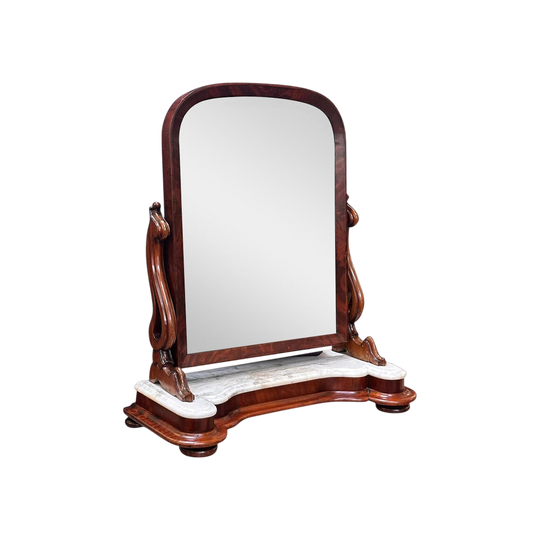 Victorian mahogany adjustable vanity mirror with marble top c.1860