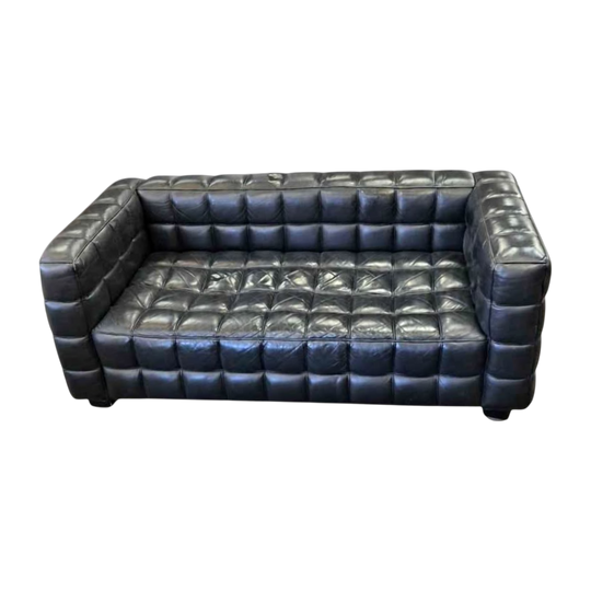 Vintage Black Leather Sofa