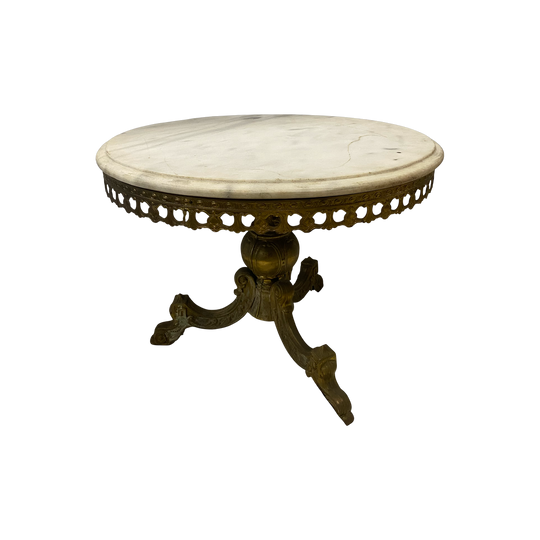 Marble top brass frame coffee table