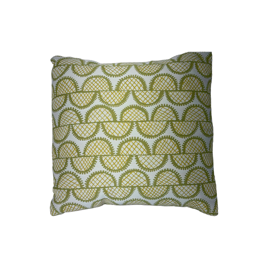 Olive Green Scalloped Design Throw Cushion