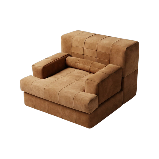Vintage Lounge Chair in Tan Suede — Percival Lafer, Brazil, dated 23 October 1974