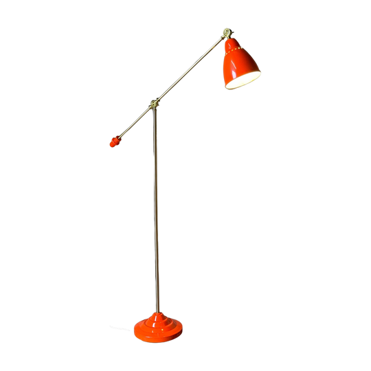 Vintage Mid-Century Brass & Orange Cantilevered Floor Lamp