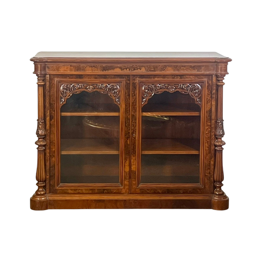 Antique English Victorian Walnut Side Cabinet.